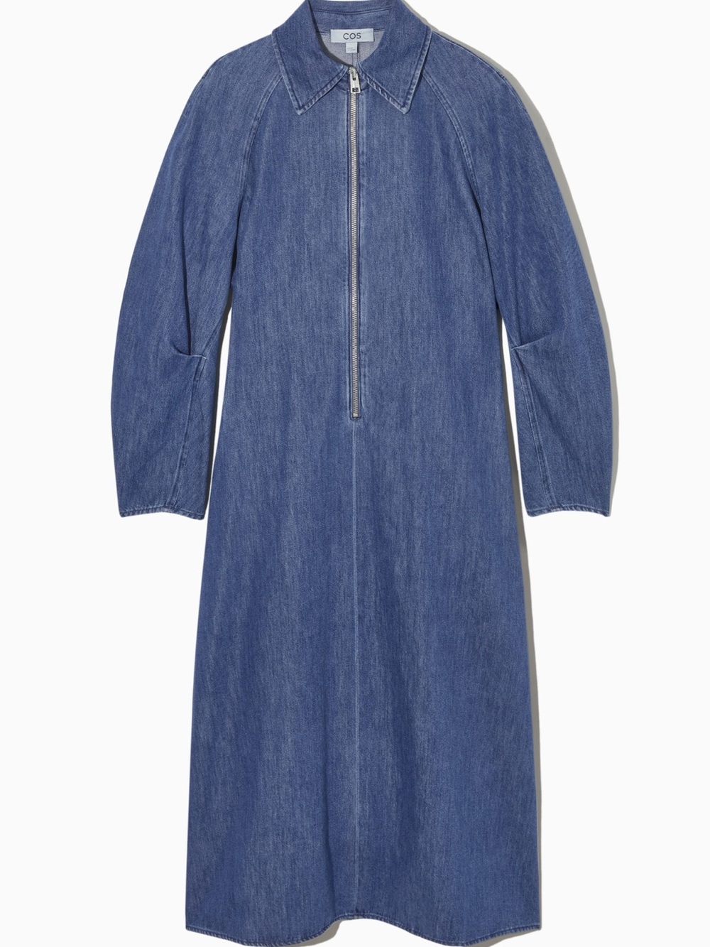 COS Half-Zip Denim Long Sleeve Mini Dress Size 8 - Picture 4 of 16
